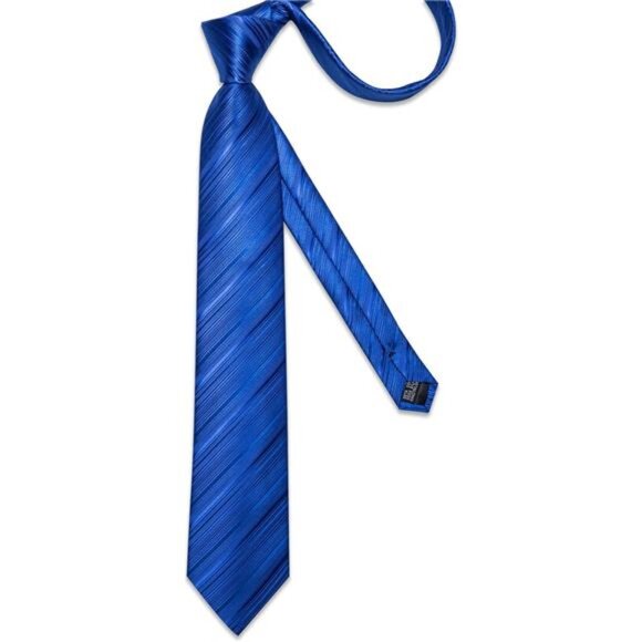 Men's Stripe Tie Silk Woven Necktie Pocket Square Cufflink Set Formal Business - Picture 3 of 7